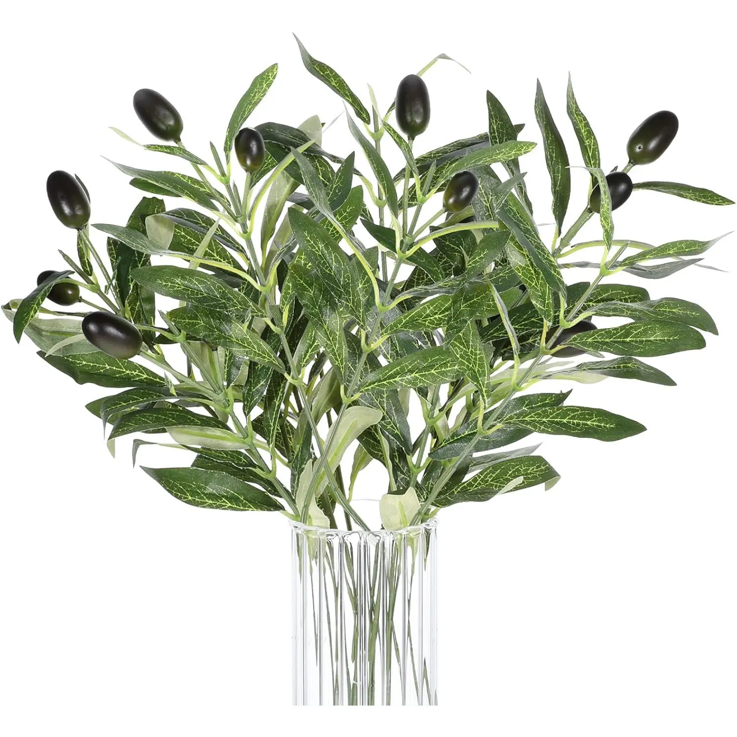 5 count Artificial  Olive Tree Branches, 11 Inch Faux Olive Tree 2 Forks Greenery Stems, Faux Leaves  for Centerpieces Decor Wedding Greenery  Party Decor