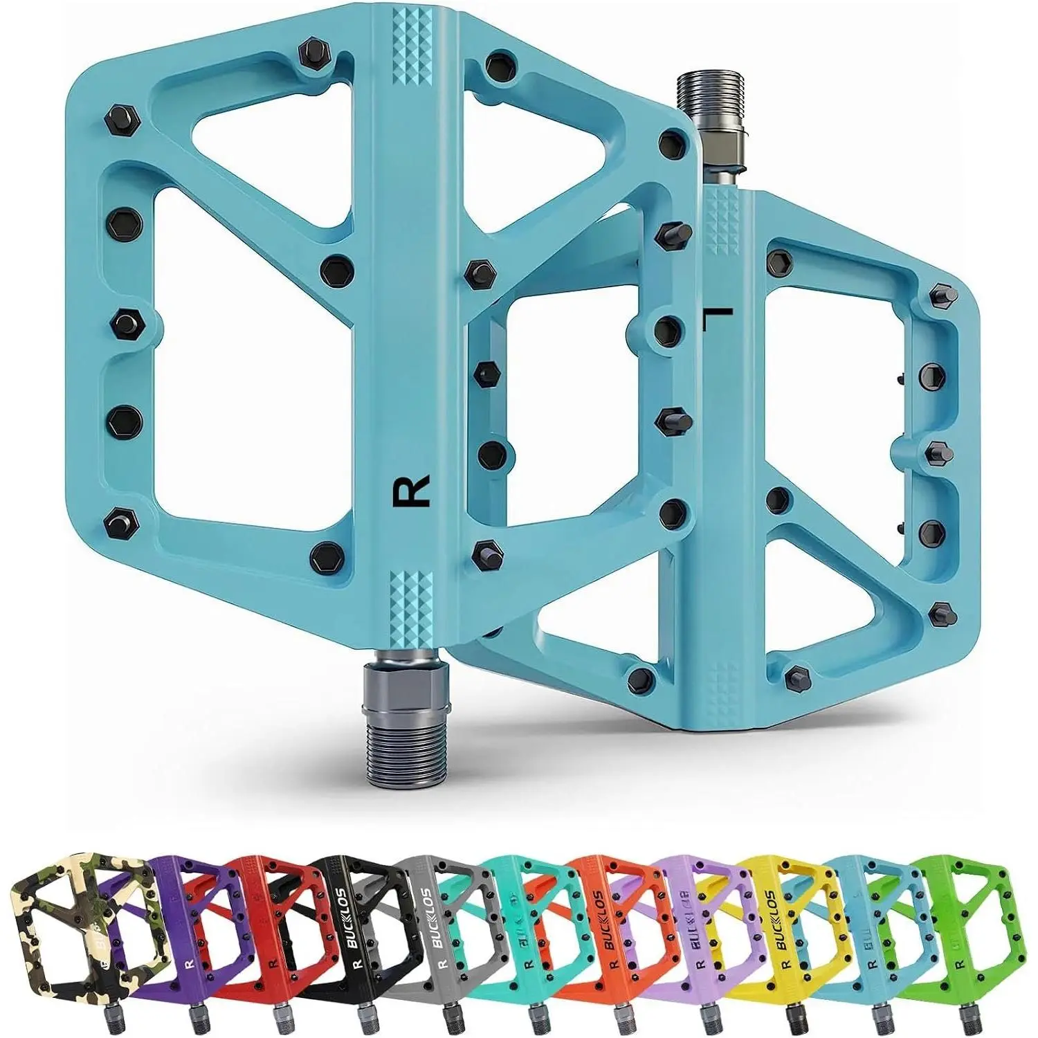 Mountain  Pedals MTB Pedals Large Flat with Anti-Slip Adult |  Road  Wide  Grip Platform Pedal for Gravel/ Ebike/Hybrid Bikes/Beach Cruiser/Folding/BMX 9/16" Nylon Black