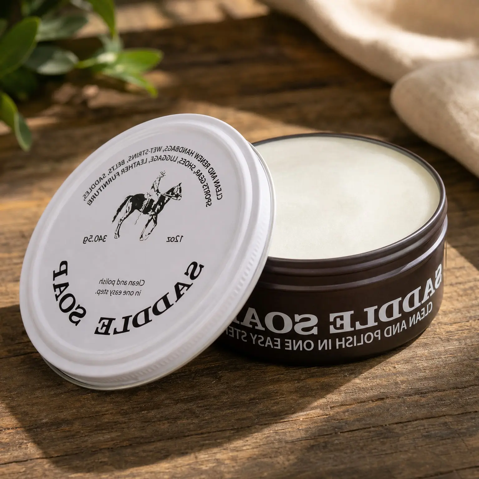 White Leather Saddle Soap (12 oz Tin) - Cleaner & Conditioner to Soften, Protect & Restore Leathercraft - Ideal for Car Seats, Couches, Shoes, Purses, Boots, Bags & SaddlesGift