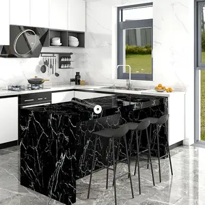 1 Roll, Glossy Marble-Patterned Self-Adhesive Wallpaper, Granite White/Gray, Suitable For Kitchen Countertops, Cabinets, Refrigerators and Furniture Renovation, Removable wallpaper, peel and stick, Vinyl film for wall decoration.