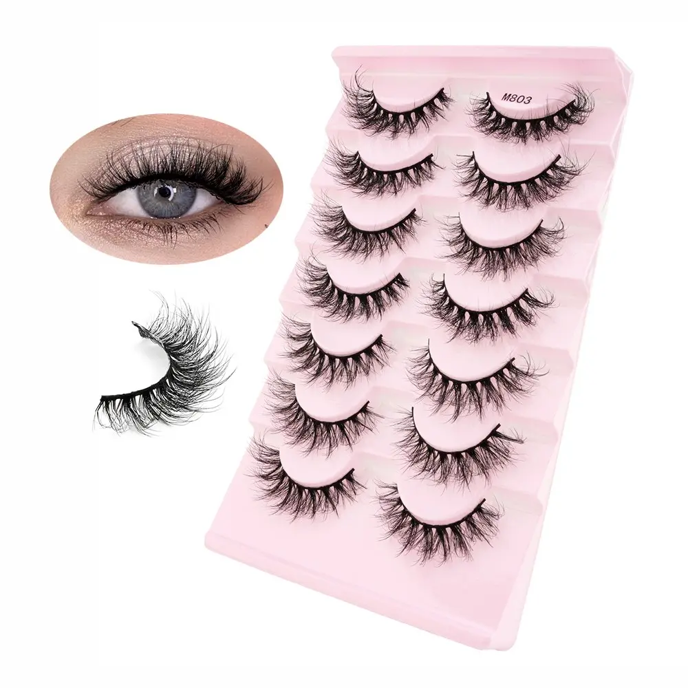 7 Pairs Reusable False Eyelashes, Fluffy C Curl, Mixed Length, 0.10mm Thickness, 3D Volume Effect, Lightweight & Natural Look