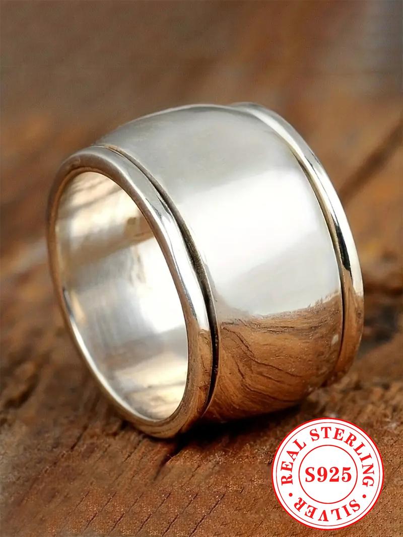 925 Sterling Silver Simple Style Plain Color Ring, Fashion Jewelry for Party, Daily Clothing Decor, Trendy All-match & Exquisite Jewelry for Birthday Gift, Unique Rings