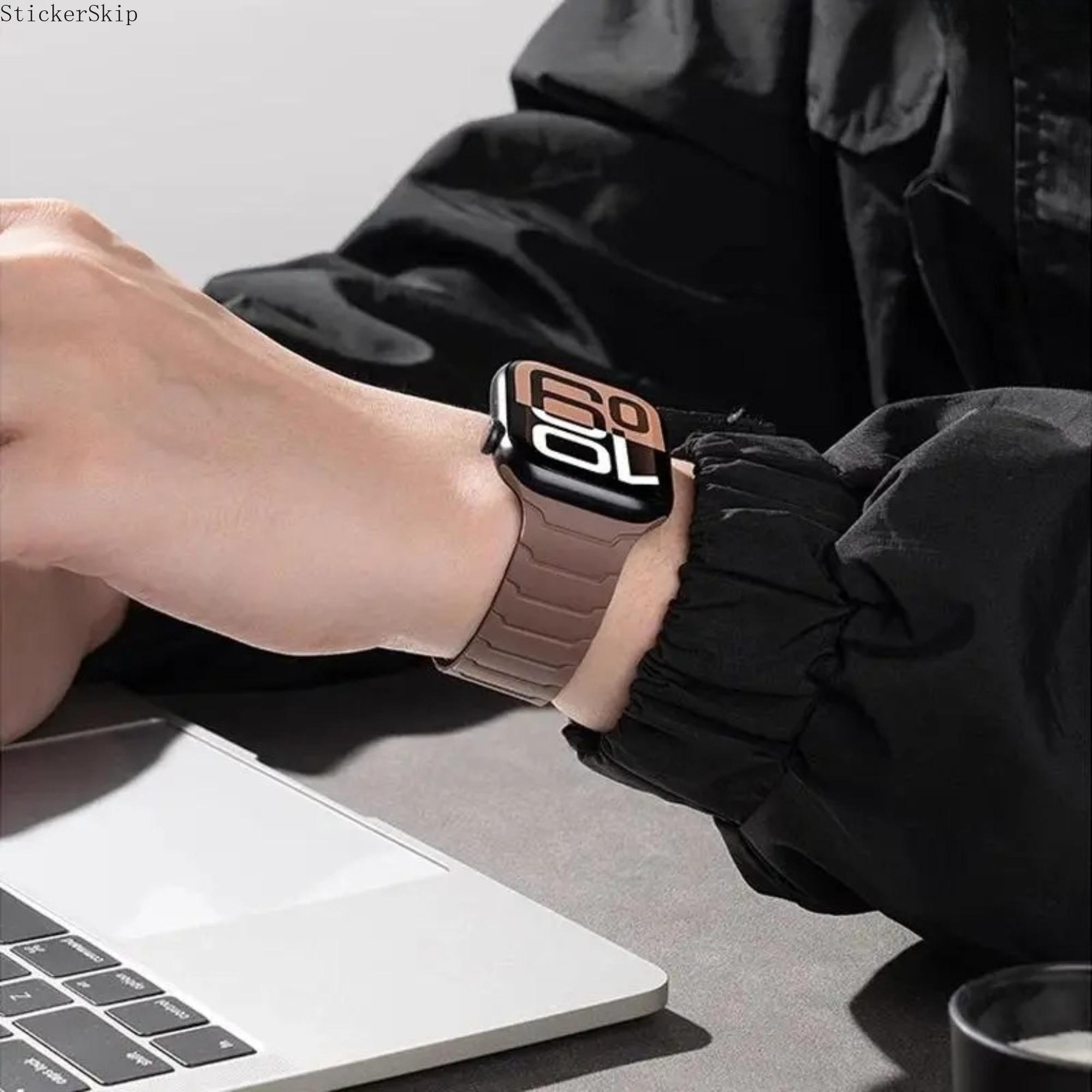 2026 Trendy Magnetic Silicone Apple Watch Band – Adjustable Sport Strap Compatible with 38–49mm Ultra 2, SE & Series 7–10, Soft Waterproof Breathable Lightweight Wristband for Workout, Daily Wear & Gift