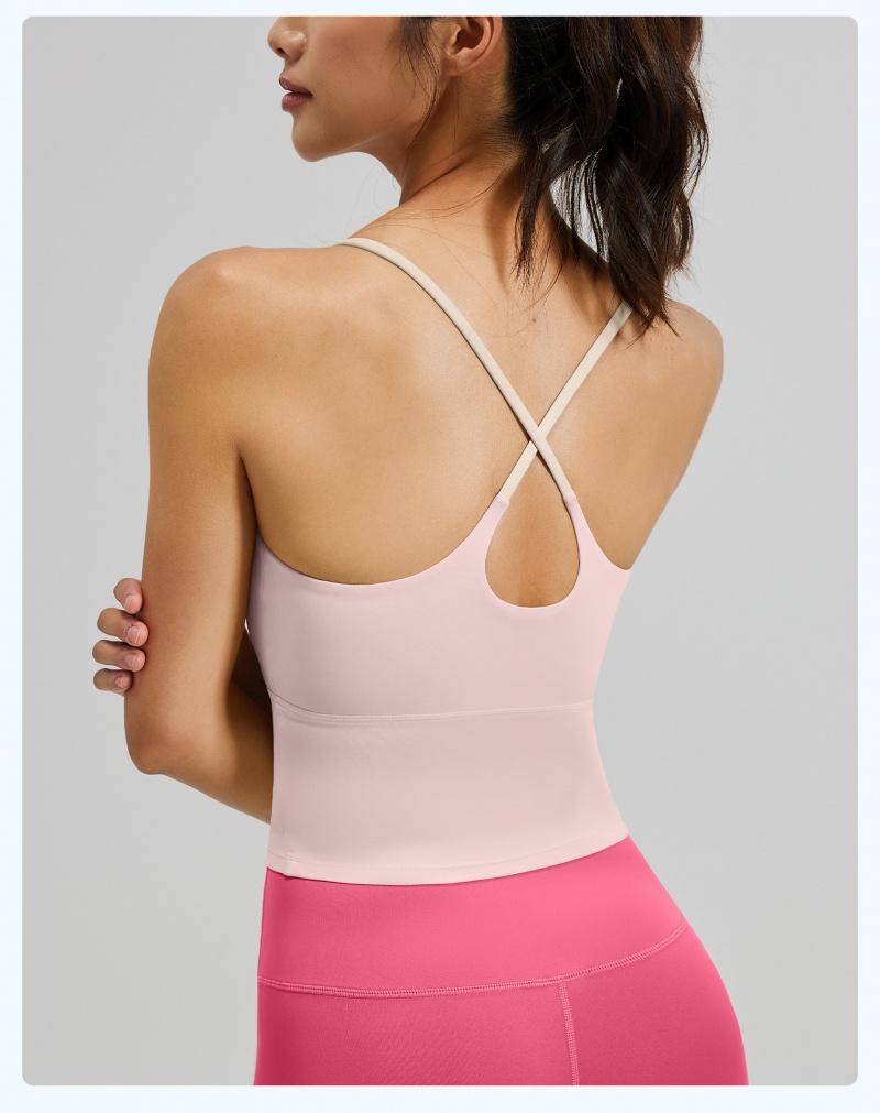 Women's High Stretch Naked Feeling Sports Beauty Back Bra, Summer Slim Fit Yoga Camisole with Chest Pad, Fitness Tank Top