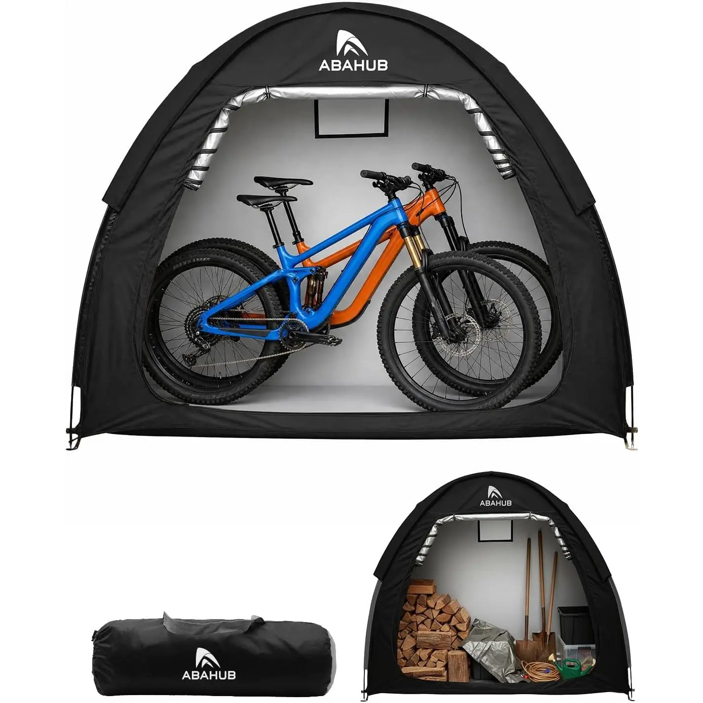 Abahub Portable Bike Storage Shed Tent - Outdoor Silver-Coated Bicycle Shelter with PU4000 Waterproof 210D Oxford Fabric Rain Cover