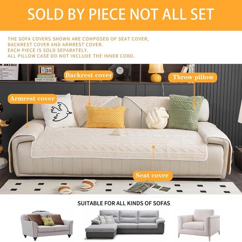 Solid Color Sofa Cover: Non-slip Sofa Slipcover, Soft Sofa Towel & Comfortable Throw Pillowcase, Sofa Protector for Home Living Room