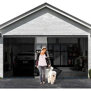 Sliding Garage Door Screen 9x8FT for 1  Garage Doors, 2026  Upgraded  with Track Closure, Heavy Duty Mesh and Weighted Bottom, Retractable (Black, 9 * 8FT)