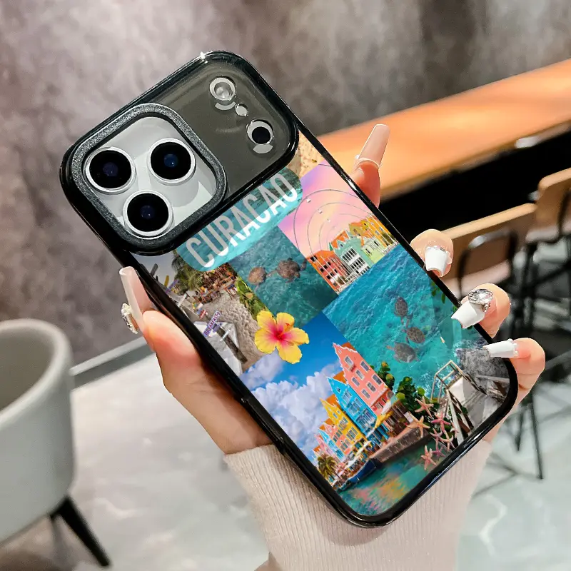Caribbean Soul Pattern Phone Case for iPhone 17 Pro Max 16 15 Plus Air 14 13 12 11 E Electroplated Four-Corner Anti-Fall Protection Cellphone Cover