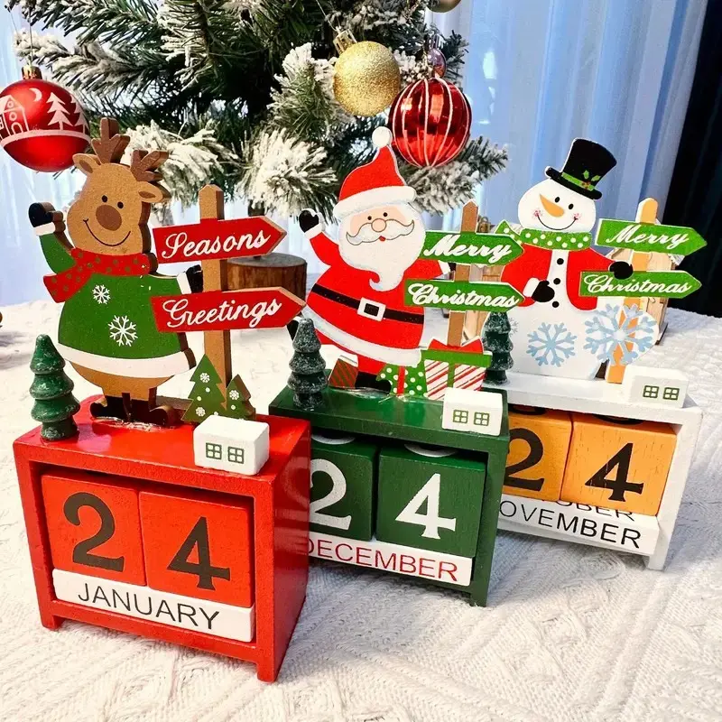 Wooden Party Table Centerpiece, Christmas Santa Snowman Reindeer, Classic Holiday Decor, Home Dining Table Decoration Gift