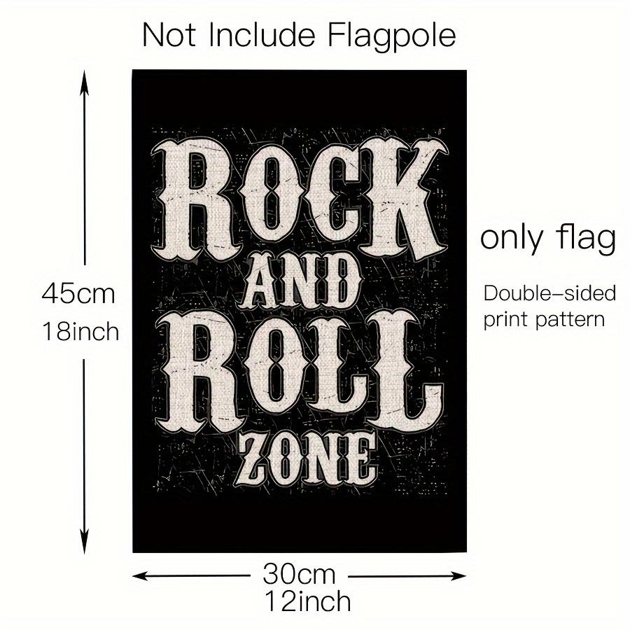 1pc, Rock And Roll Zone Garden Flag, Yard Outdoor House Room Decoration Banner, 12x18 In, Gifts For Families Friends Rock Lovers(ONLY FLAG)