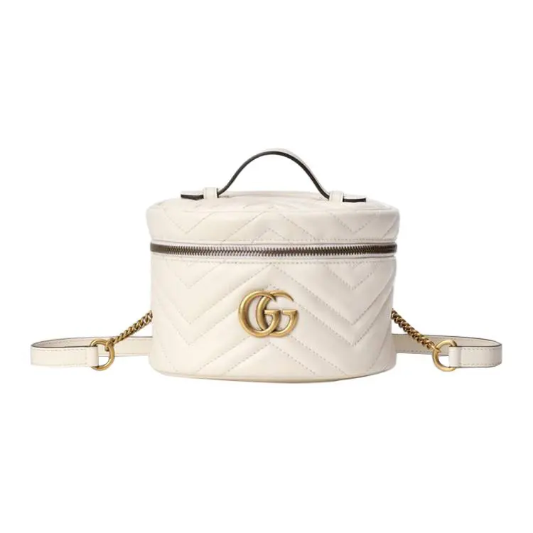 Gucci GG Marmont Distressed Logo Quilted Leather Handbag and Backpack for Women in White