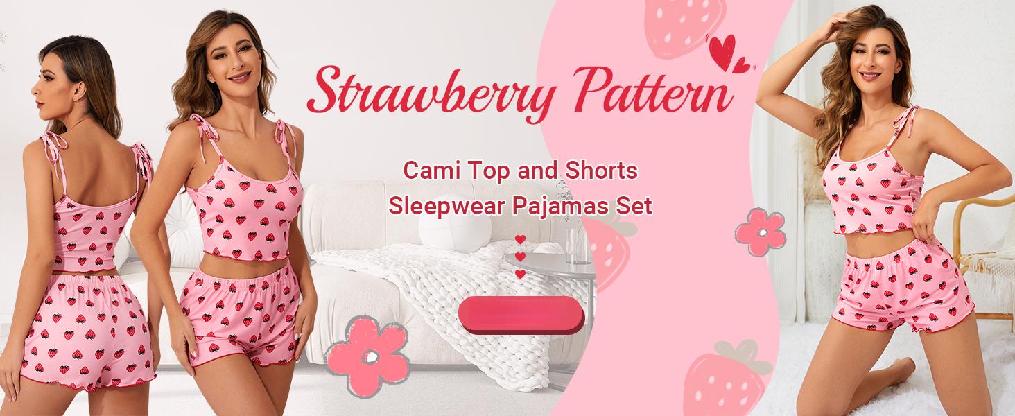 Women's Summer Color-Block Lace Cow Print Camisole and Shorts Pajama Set Home Wear Set Easter Gift Pajama Party