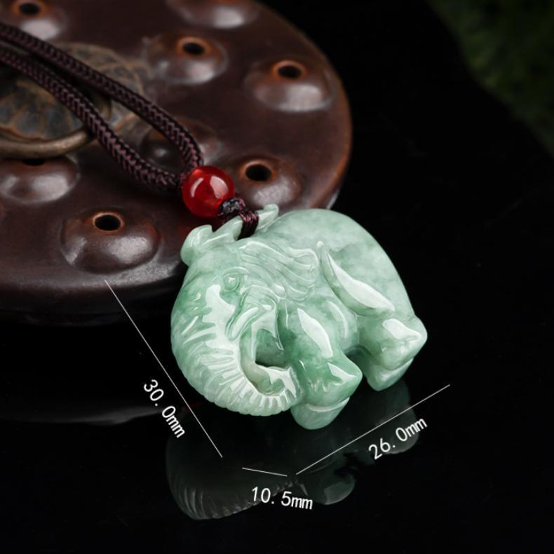 Natural Ice Jade Elephant Pendant Necklace, Unisex Jade Jewelry for Daily Wear And Gifting, Smooth Translucent Carved Elephant Design With Symbolic Peaceful Meaning And Refined Finish