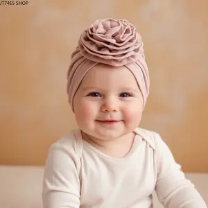 Oversized Floral Newborn Fetal Hat, Soft Big Flower Headscarf Princess Cap for Infant & Toddler Girls