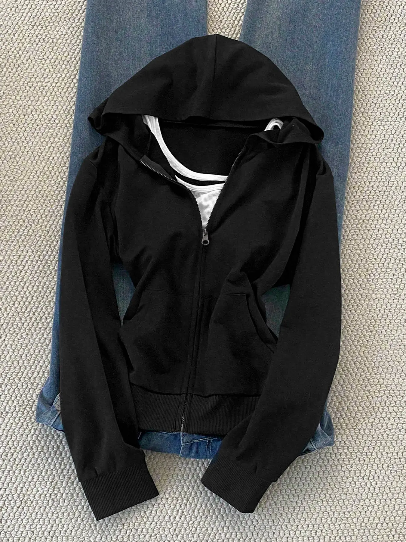 Women's Casual Daily Fitted Zip Hoodie Jacket, Stylish Women's Outerwear, Perfect for Everyday Wear, Comfortable and Trendy Design