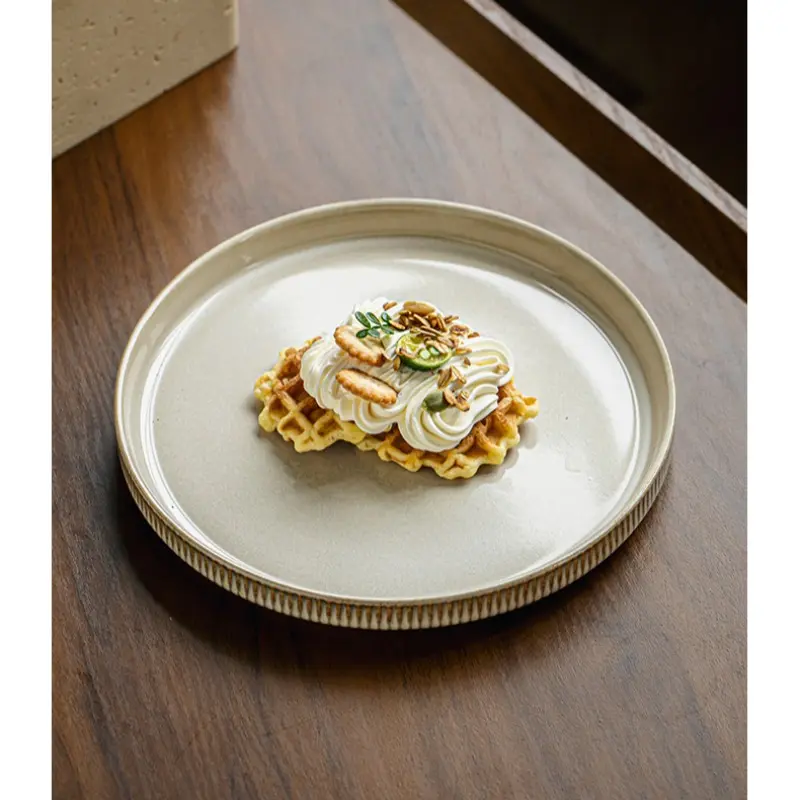 1pc Steak Plate, Pasta Plate, Salad Plate 8/10.5 Inches, Daily Use High Aesthetic Modern Ceramic Dinnerware, Non-Bone China, Floral Pattern