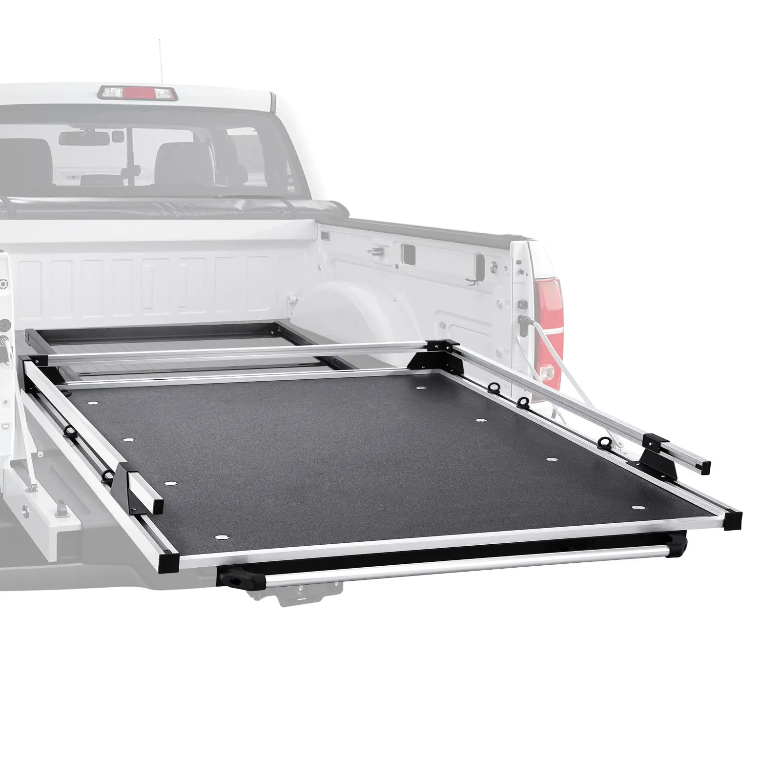 【DealsForYouDays】VEVOR Sliding Truck Bed Organizer, 75x 48-Inch Heavy Duty Truck Bed Storage Drawer with 1000 lbs Capacity, Features 6 Movable Rings for Securing, 2-Postion Slide out Tray for Pickup Trucks, Black
