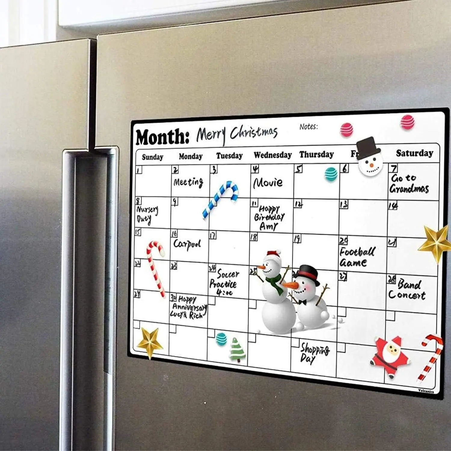 Fridge Calendar  Dry Erase Whiteboard Calendar For Refrigerator Planners 16.9 Inches X 11.8 Inches