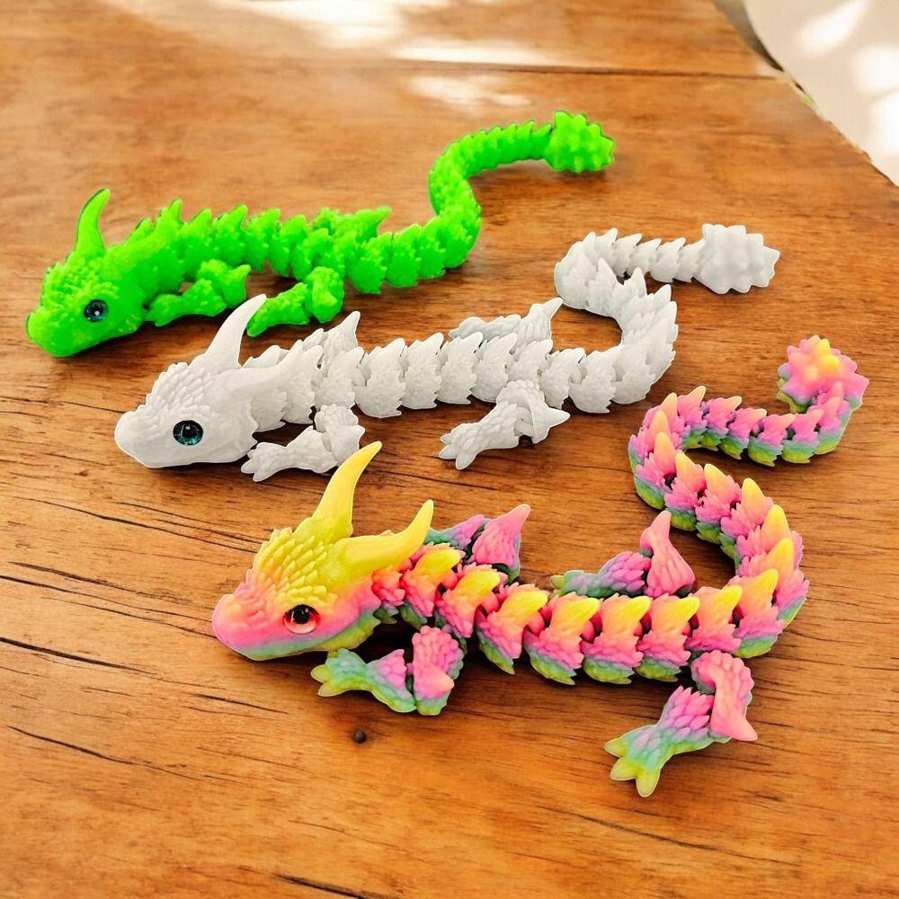 Simulated Eye 3D Printed Dragon All-in-one Molding Chinese Dragon 3D Printed Diceratops Dragon Rotatable Flexible