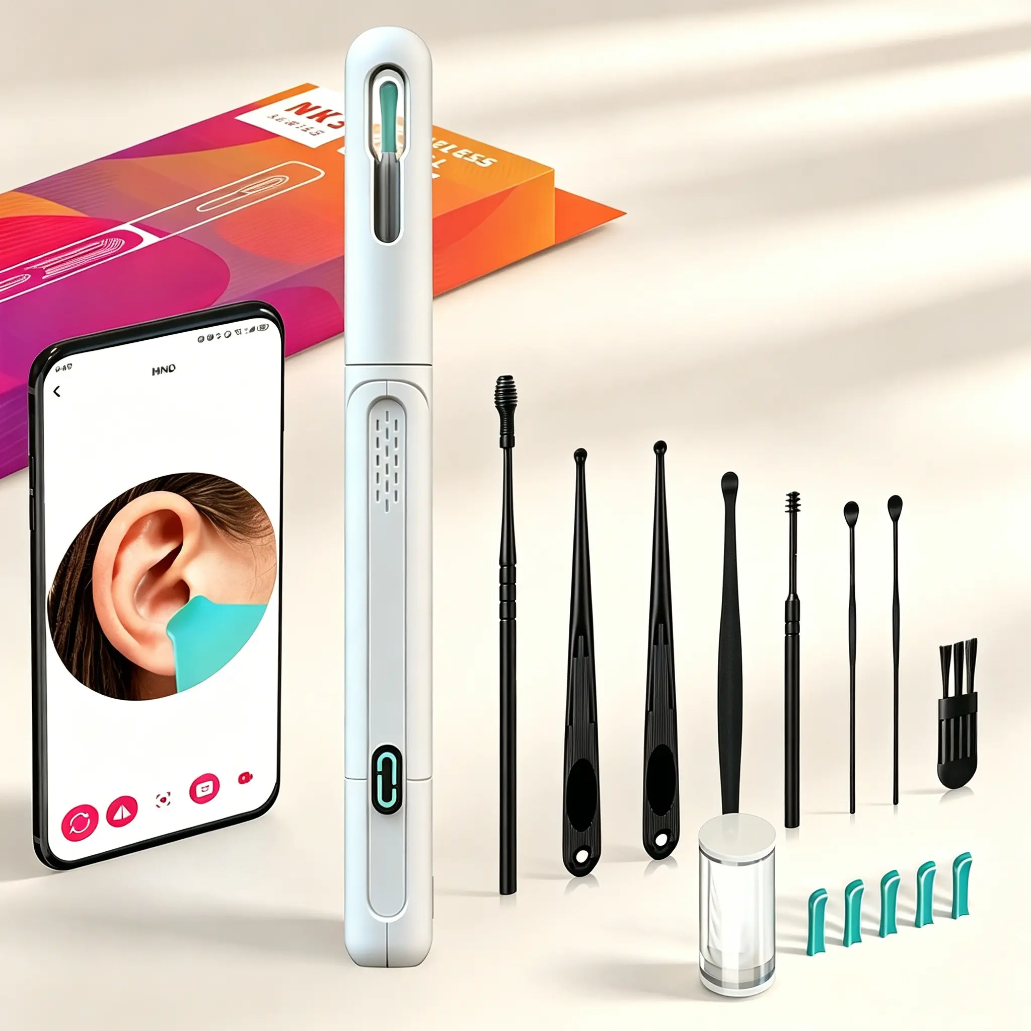 Wireless Visual Ear Wax Removal Tool, 1080P HD Otoscope Ear Cleaner with LED Light, 8-PieceEar Pick Kit for Adults & Kids, Rechargeable Ear Camera Endoscope, Portable Earwax Removerfor Home & Travel