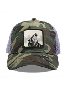 Howling   Wolf Camouflage Mesh Baseball Cap for Men & Women - Adjustable Snapback Trucker Hat, Breathable Back for Hiking, Fishing, Camping, Golf & Casual Outdoor Attire Camouflage Random