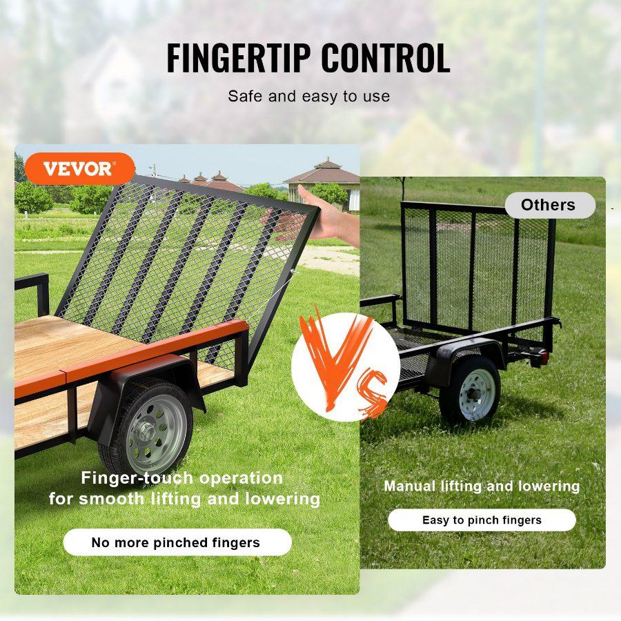 VEVOR TrailTailgate er Lift Assist, Max 180 lbs Load Capacity, Compatible with Open Utility Trailer Tailgate and Ramp, with 10 to 24 Inches Heights Side Rail and 4 to 6 Feet Height Tail Gate Ramp