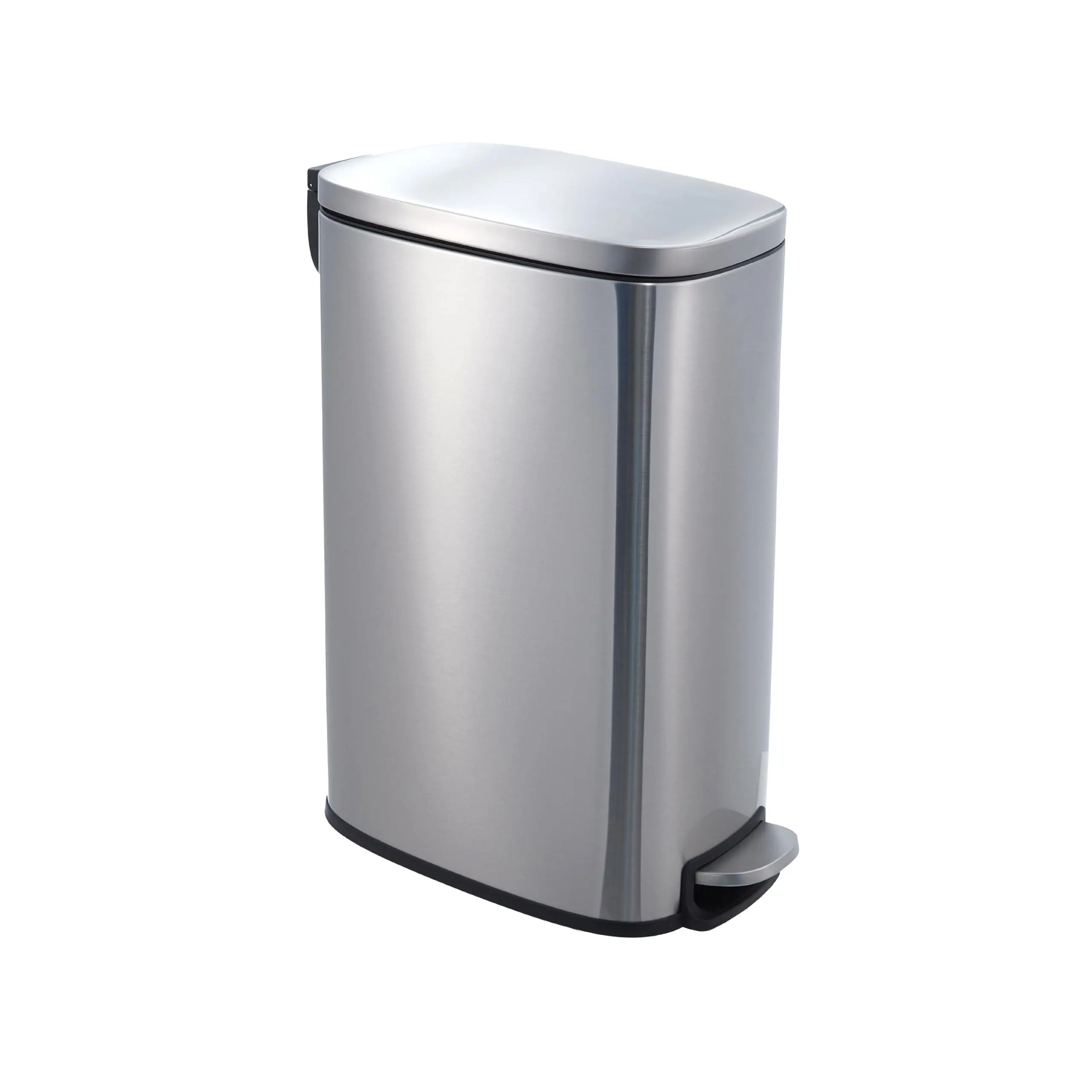 Garvee Slim Kitchen Garbage Can 13 Gal - Skinny Stainless Steel Bin with Removable Inner Bucket & Soft Close Lid, Narrow Design for Bathroom, Living Room, Office, Silver Finish