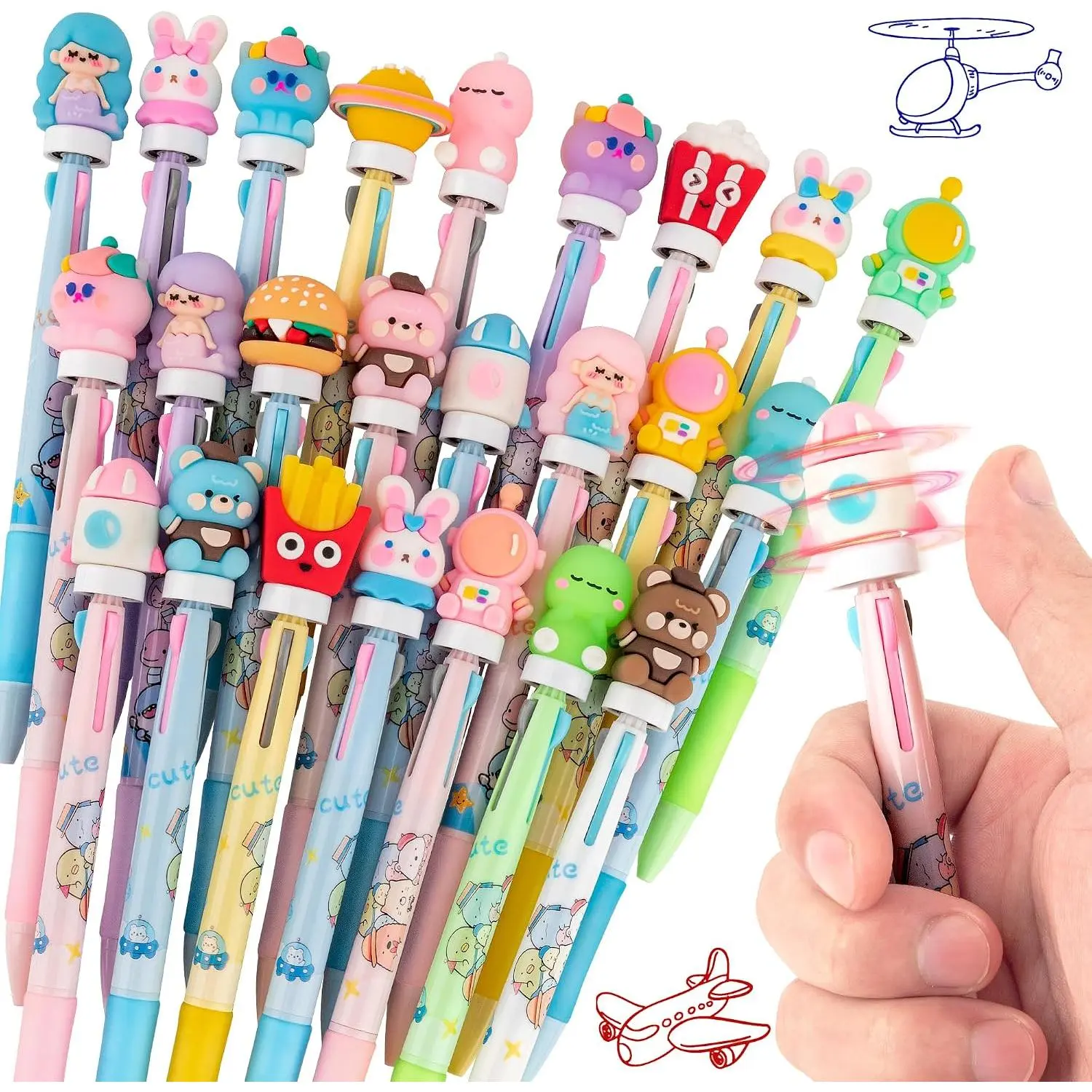 24 Fidget Spinner Easter Multicolor Pen in  3-in-1 | Fun Cute Pens for  & Adults |   Rotating Pen 0.5mm |  for School, Office, , Birthday Gifts