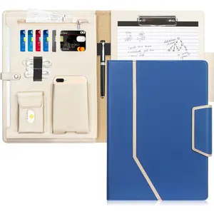 Blue A4/Letter Size Business Padfolio with Clipboard, Document Sleeve, Card Holders & Organizers