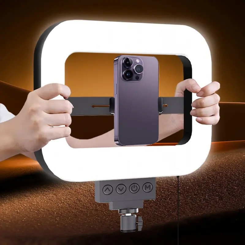 Square LED Light Panel with Phone Stand, Handheld & Mountable, Three Color Temperatures, Soft Fill Light, Photography Light, Ideal for Studio Video Shooting, Live Streaming, Makeup Lighting