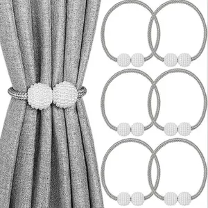 2026 New 6 Pack Magnetic Curtain Tiebacks, No Drill Easy Install Decorative Curtain Holder Clips, Window Curtain Tie Backs for Home Office Interior Decoration