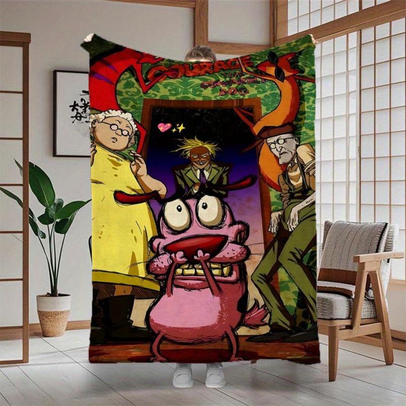 Courage The Cowardly Dog Nostalgia Blanket | Super Soft Flannel Throw | Kid Must-Have Gift for Cartoon Fans | Perfect for Home/Office/Parties