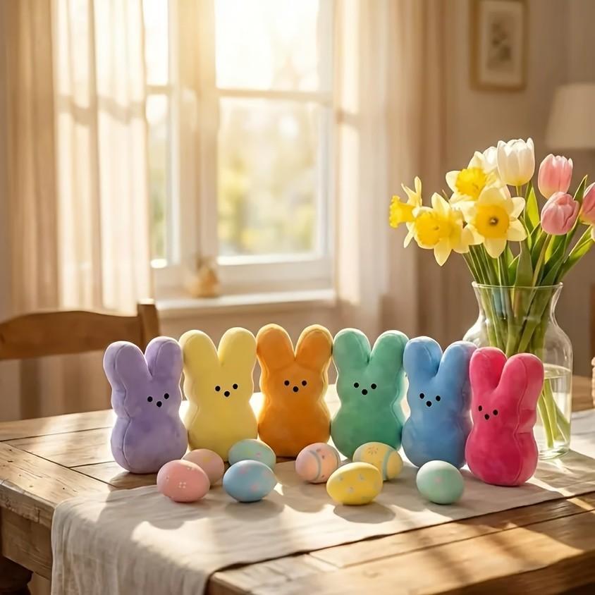 Cute Rabbit Plush Doll Set Soft Huggable Stuffed Animal in Bright Colors Ideal Gift for Children Daily Play and Home Decoration