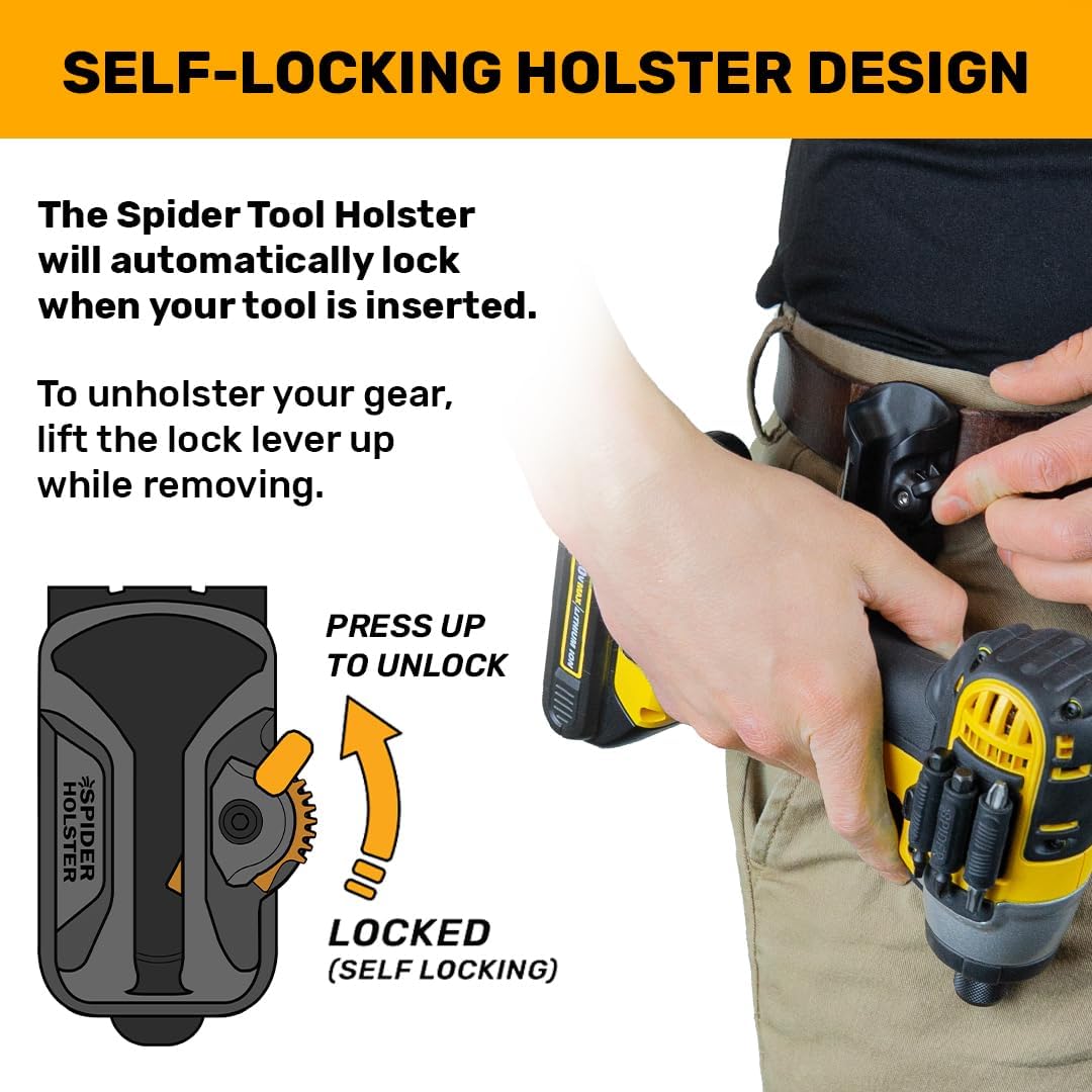 Tool Holster - Pro Tape Measure + Hammer Holster Kit - Upgraded, Self Locking, Quick Draw Universal Tool Holder with Ambidextrous Thumb Lock - Compatible with Major Brands Tool Holster - Pro Tape Measure + Hammer Holster Kit - Upgraded, Self Locking, Quick Draw Universal Tool Holder with Ambidextrous Thumb Lock - Compatible with Major Brands
