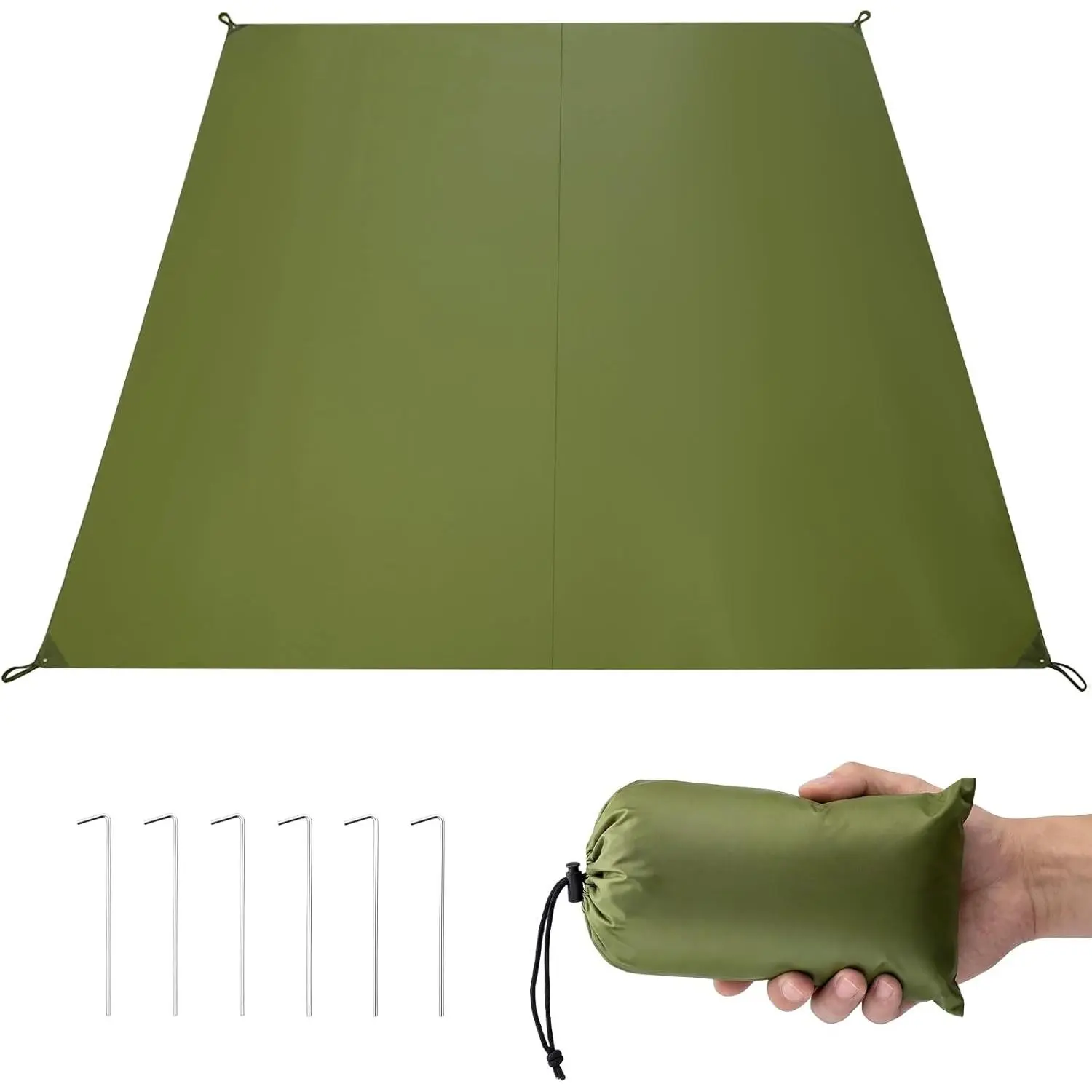 13.5x13.5 ft Waterproof Tent Footprint Heavy Duty Large Camping Tarp Tent Floor Saver Ground Sheet Mat with 6 Stakes & Storage Bag for 6-8 Person Hiking Picnic Hammock Beach