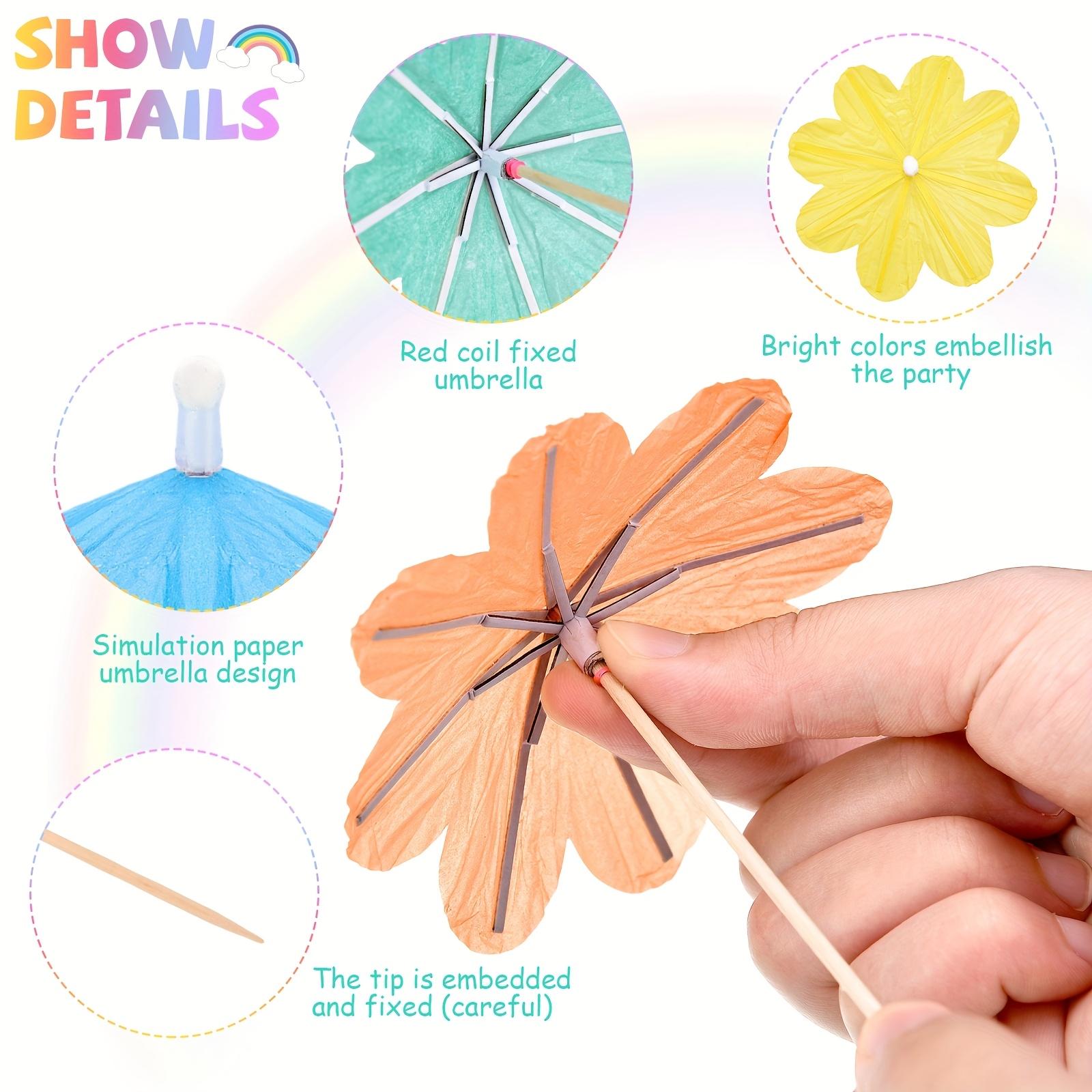 For Tiki Bars, Pool, Picnics & Parties, Drink & Dessert Decoration Solution, Colorful Wooden Cocktail Umbrella Picks, Tropical Style Flower Topper, Effortlessly Handle Tropical Drink & Dessert Decoration, 150 Pcs For Tiki Bars, Pool, Picnics & Parties, Drink & Dessert Decoration Solution, Colorful Wooden Cocktail Umbrella Picks, Tropical Style Flower Topper, Effortlessly Handle Tropical Drink & Dessert Decoration, 150 Pcs