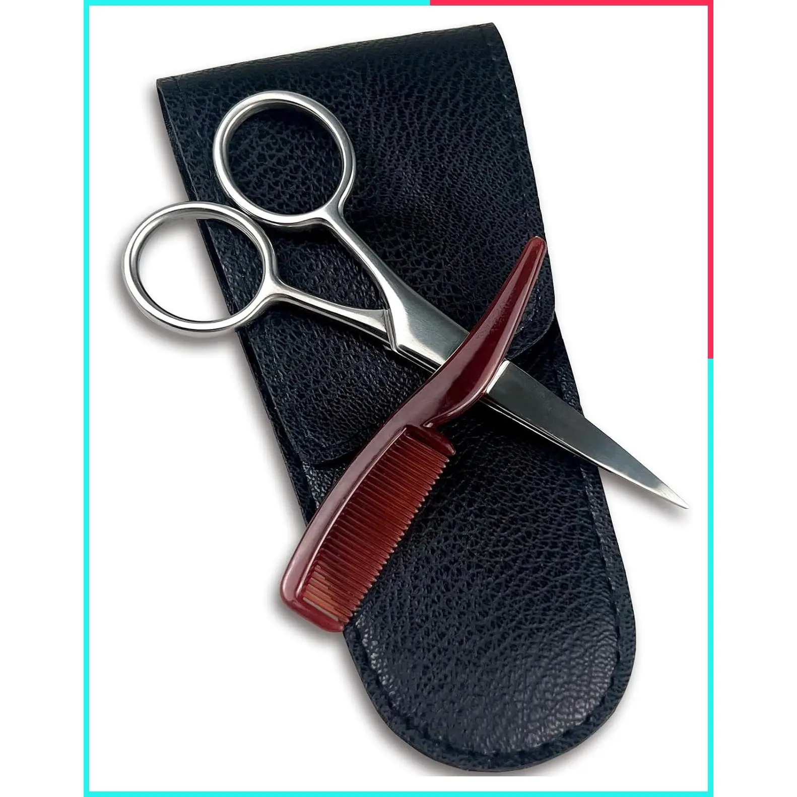 Mustache Grooming Kit with Precision Scissors and Comb for Men - Travel-Friendly Facial Hair Trimming Set