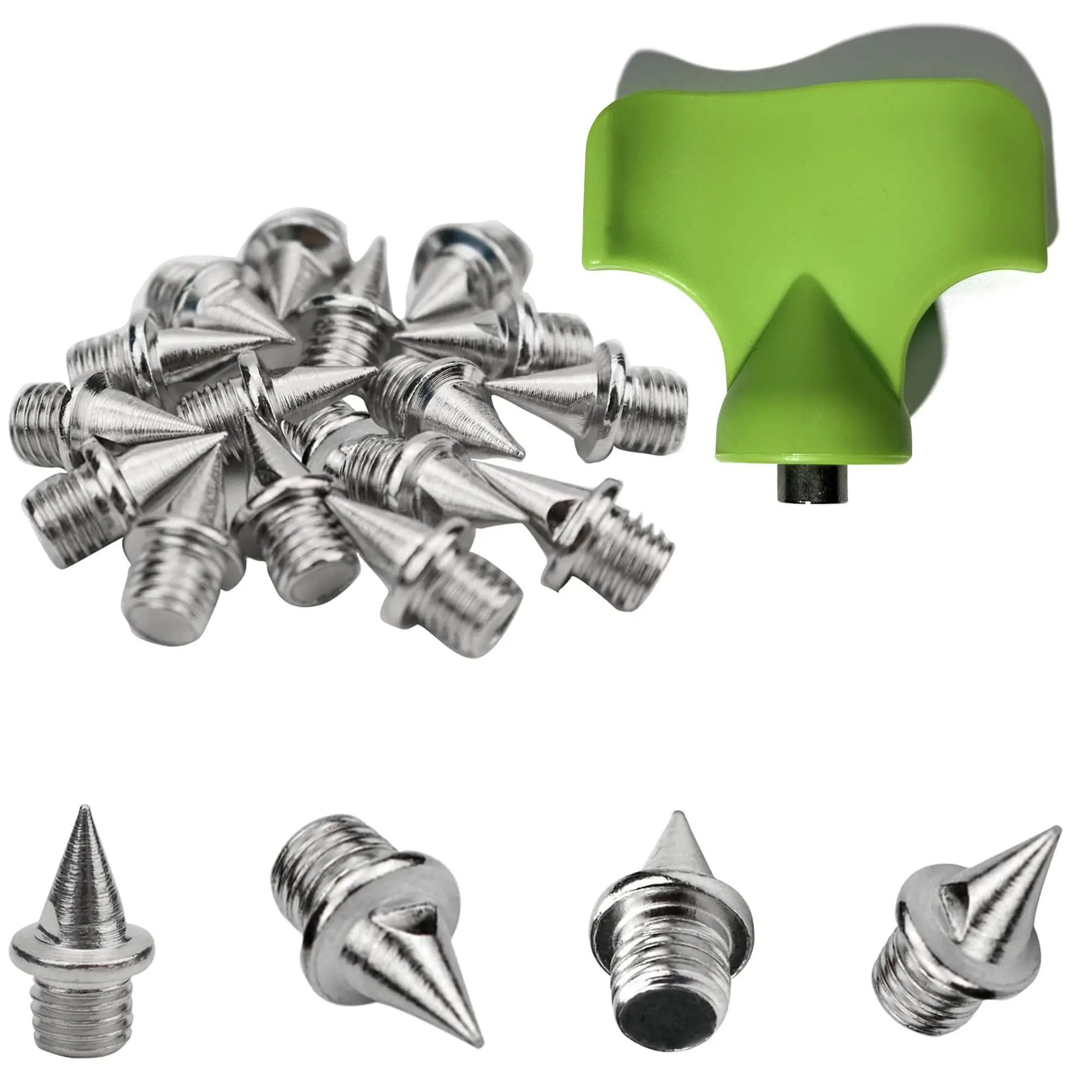 100pcs 1/4 Inch Steel Track Spikes, Wear Resistant Running Shoe Replacement Spikes, Includes Spike Wrench, Ideal for Sprinting and Cross Country