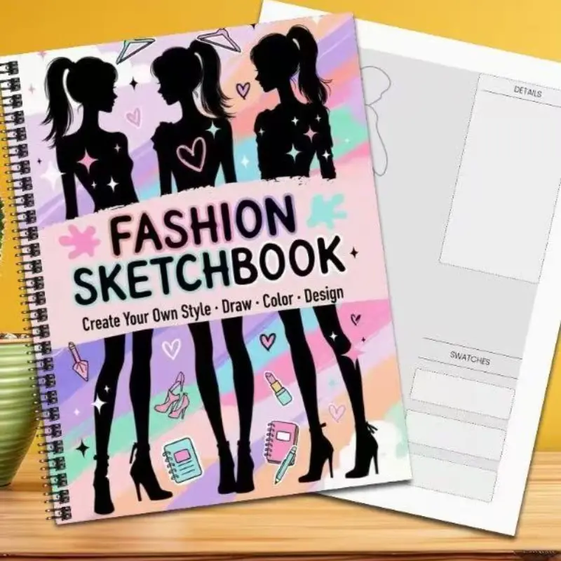 Fashion Design Sketchbook for Clothing Enthusiasts, Includes Human Template, Portable, Ideal for Kids and Beginners, Perfect for Drawing and Coloring