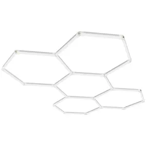 VEVOR Hexagon Garage Lights, 26400LM, 6500K 5 Grid Systems Honeycomb Hexagonal Garage LED Lights, DIY Cool White Car Detailing Garage Ceiling Lighting Bright Shop Light for Gym Basement Workshop