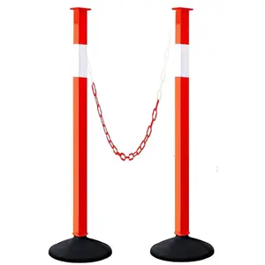 Traffic Post Cones with Weighted Base, Adjustable  Safety Cones with Reflective Collars & Plastic Chains, Construction Parking Barrier Cones for Driving Practice Driveway Road