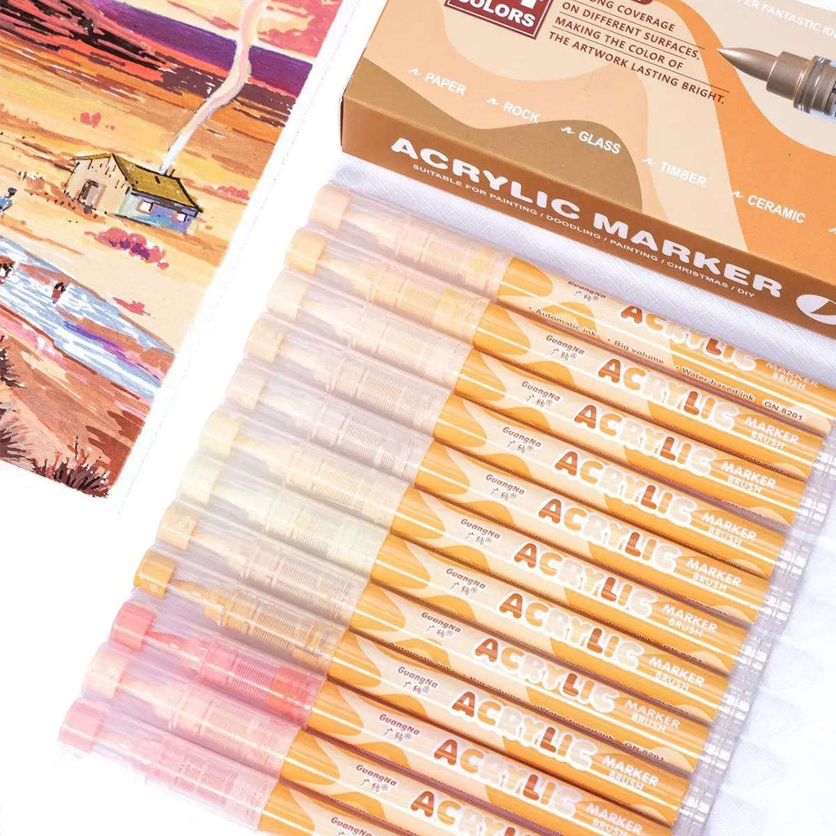 Acrylic Marker Pen (24pcs/set), Waterproof Marker Pen, Art Marker Pen, Drawing Pen, Art Supplies for Students, School Supplies