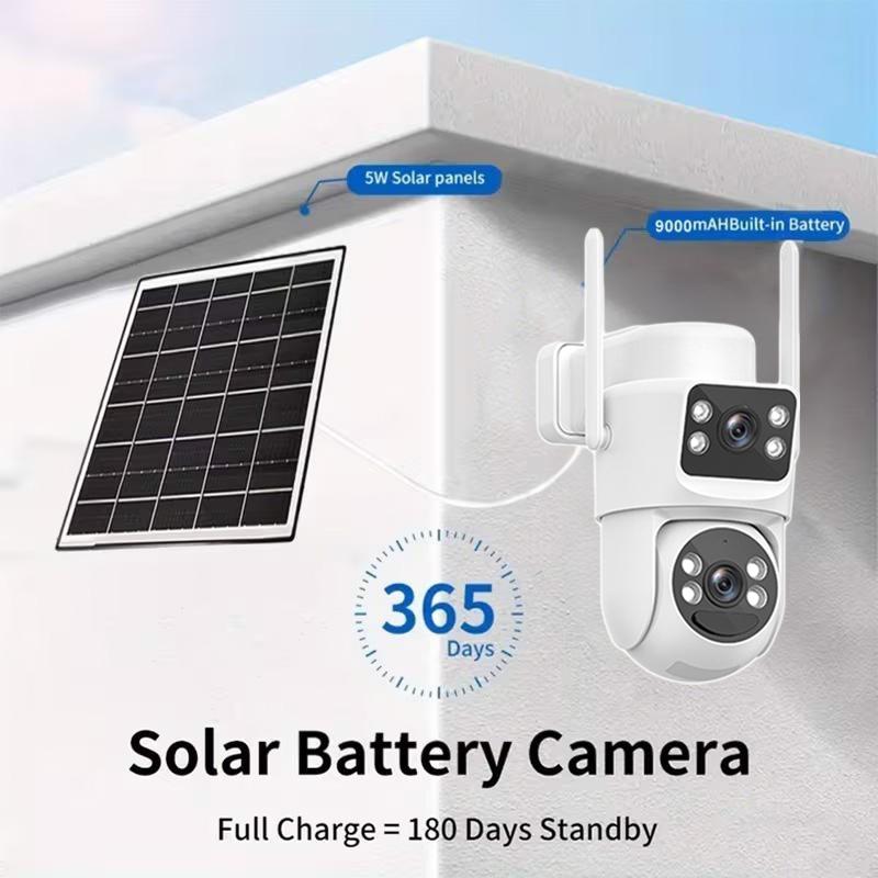 WiFi Solar-Powered Dual-Lens Camera for Mobile Remote Outdoor Night Vision HD Without Electricity