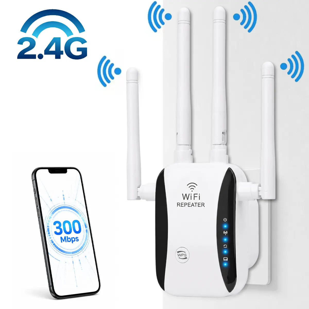 2026 WiFi Extender, 300 Mbps High-speed Network, Long-distance Relay Wireless Router Amplifier, Wi-Fi 80% Faster | Broader Than Ever, Support More Network Devices, Ideal for Large Houses and Multi Floor Homes