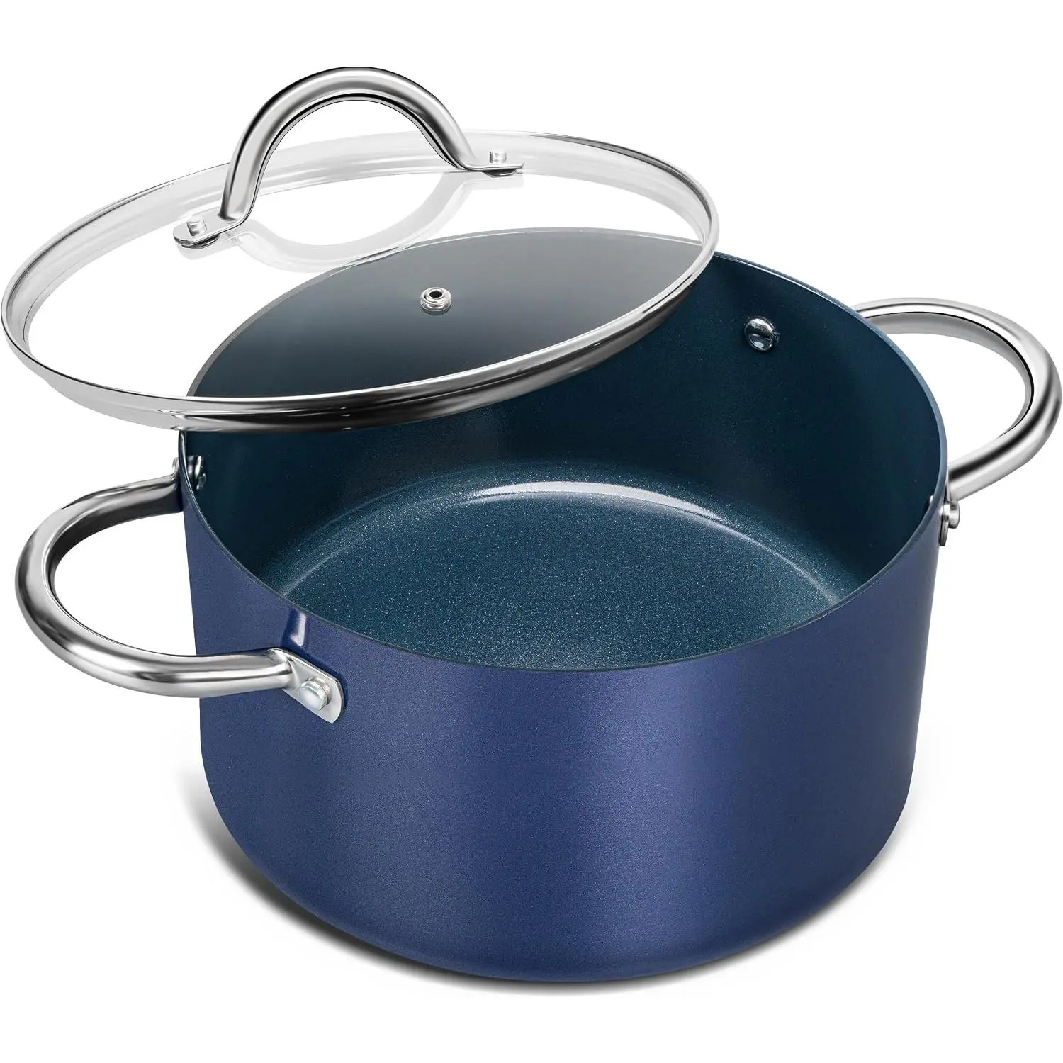 MICHELANGELO 6 Qt Ceramic Nonstick Stock Pot with Lid, Induction Ready | Ceramic nonstick coating | Stainless steel construction | Stay-cool handles | Ideal for soups, pasta, stews and family meals