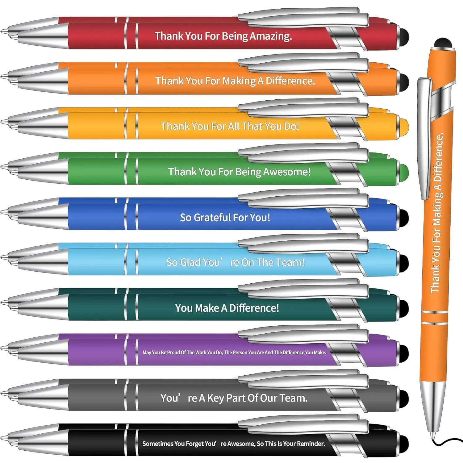 20-Count Snarky Ballpoint Pens Set - 1.0mm Refillable Writing Tool with Metallic Body, Positive/Rude Funny Quotes, Adult Office Stationery Appreciation Gift for Coworkers, Christmas Present