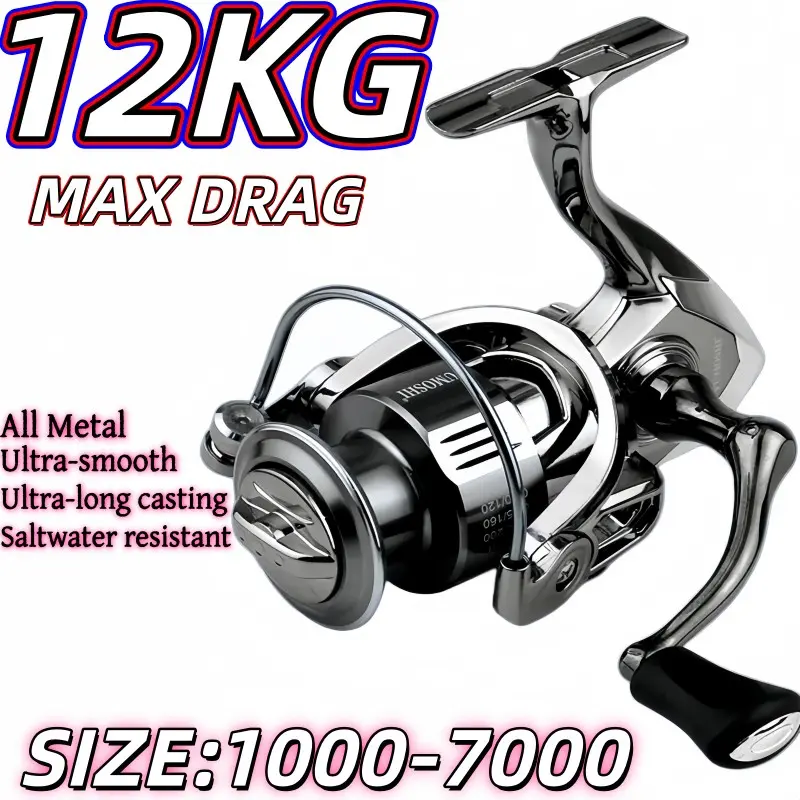 Juqiwang St 2000-7000 Series High-Quality Fishing Reel, Smooth Casting, 12kg Drag Force, 5:2:1 Gear Ratio, Saltwater & Freshwater Use