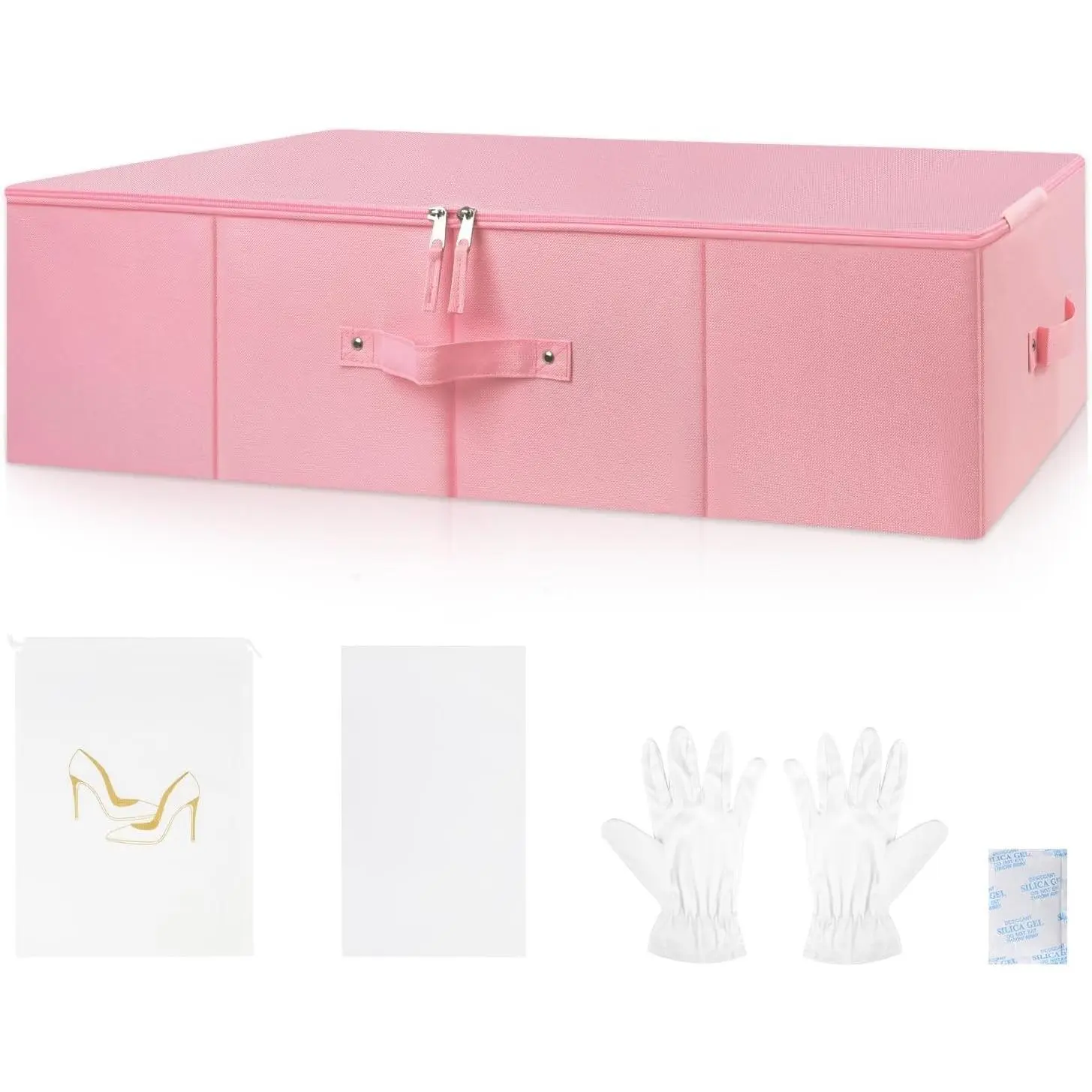 Wedding Dress Storage & Preservation Box Kit (Pink), Includes 50 Sheets Acid Free Tissue Paper, 1 Pair Microfiber Gloves, Dustproof Bag, Clothing Desiccants