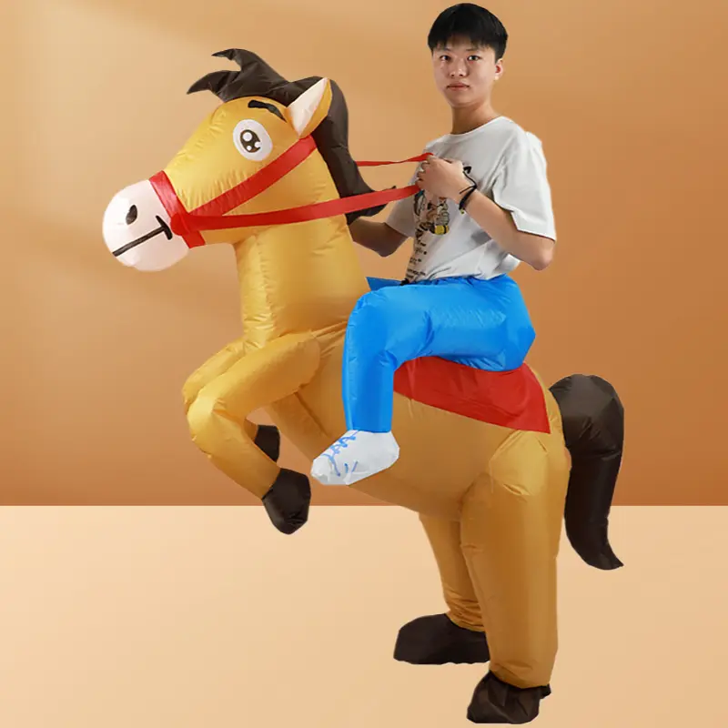 Adults' Unisex Multi-Size Inflatable Ride-On Horse Costume - Polyester Colorful Jazz Horse Prop (33*27cm) for Halloween, Carnival, Party, Animal Ride
