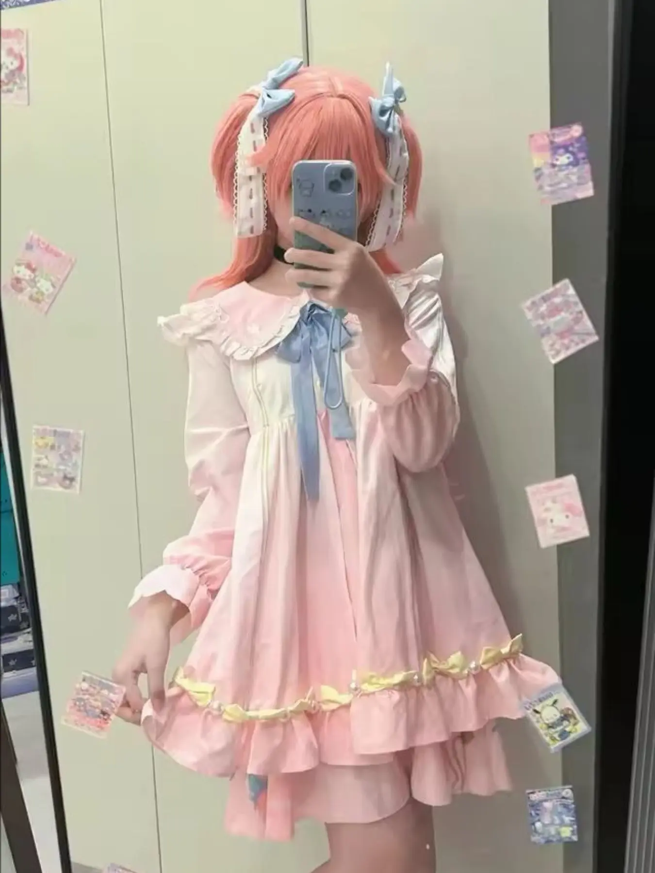 New Aino Ai Sanrio Cosplay Dress Outfit, Roleplay Costume, Colorful Stage Princess Aesthetic Style, Female Costume, Cartoon Pattern, All Seasons, Fitted Design